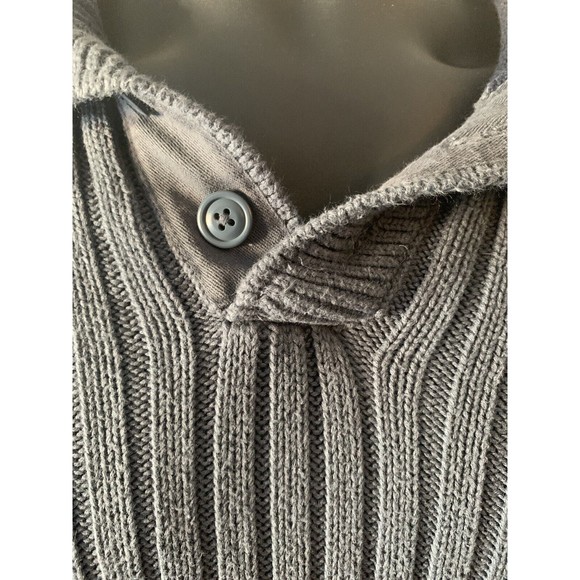 Men's Blue Old Navy Long Sleeve V-Neck Quarter-Button Cotton Knit Large Sweater - Picture 3 of 7